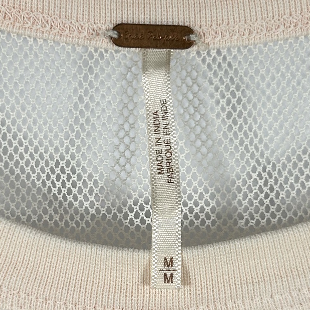 Free people Micha Embellished Mesh Beaded Long Sleeve Tee Top Peach Color Size M - Picture 8 of 9